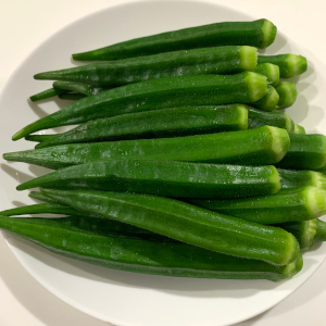 我が家で茹でたオクラの様子