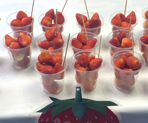 プラコップ入りのイチゴの様子